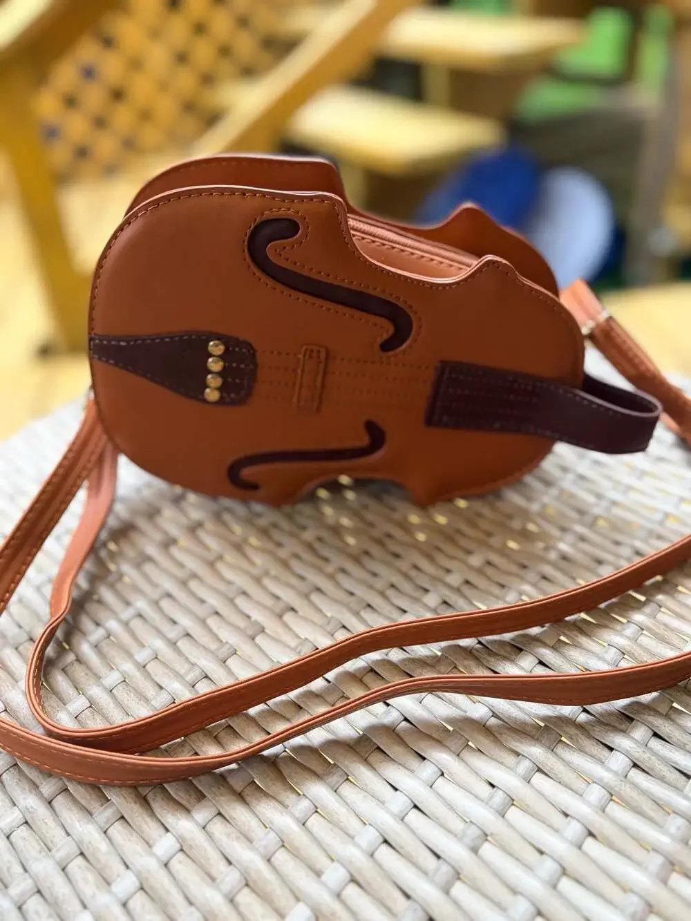 Violin Shaped PU Leather Crossbody Bag Backpack Brown